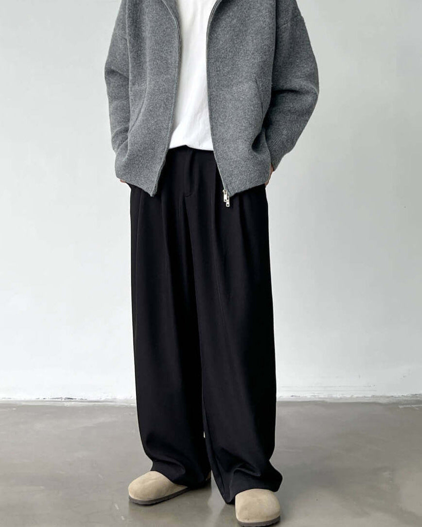 Pantaloni Larghi da uomo con Doppie Pinces in Lino e Lana | Rowan