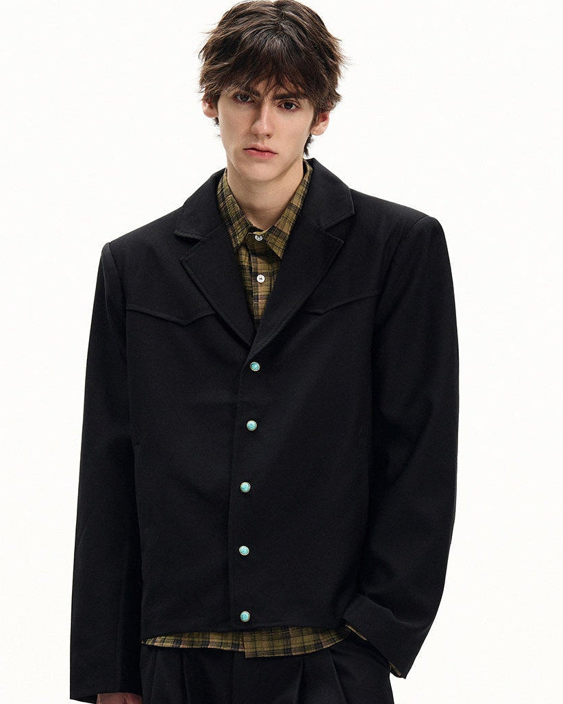 Giubbotto da uomo con Bottoni in Twill di Lana | Rowan