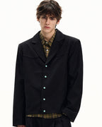 Giubbotto da uomo con Bottoni in Twill di Lana | Rowan