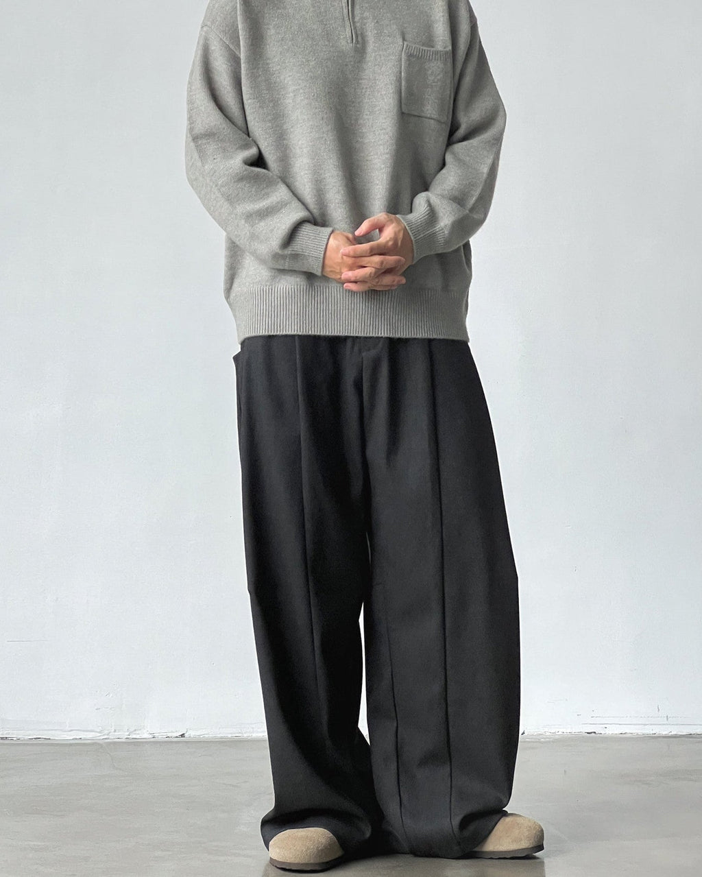 Pantaloni Larghi da uomo con Pinces in Misto Lana | Rowan, immagine 2