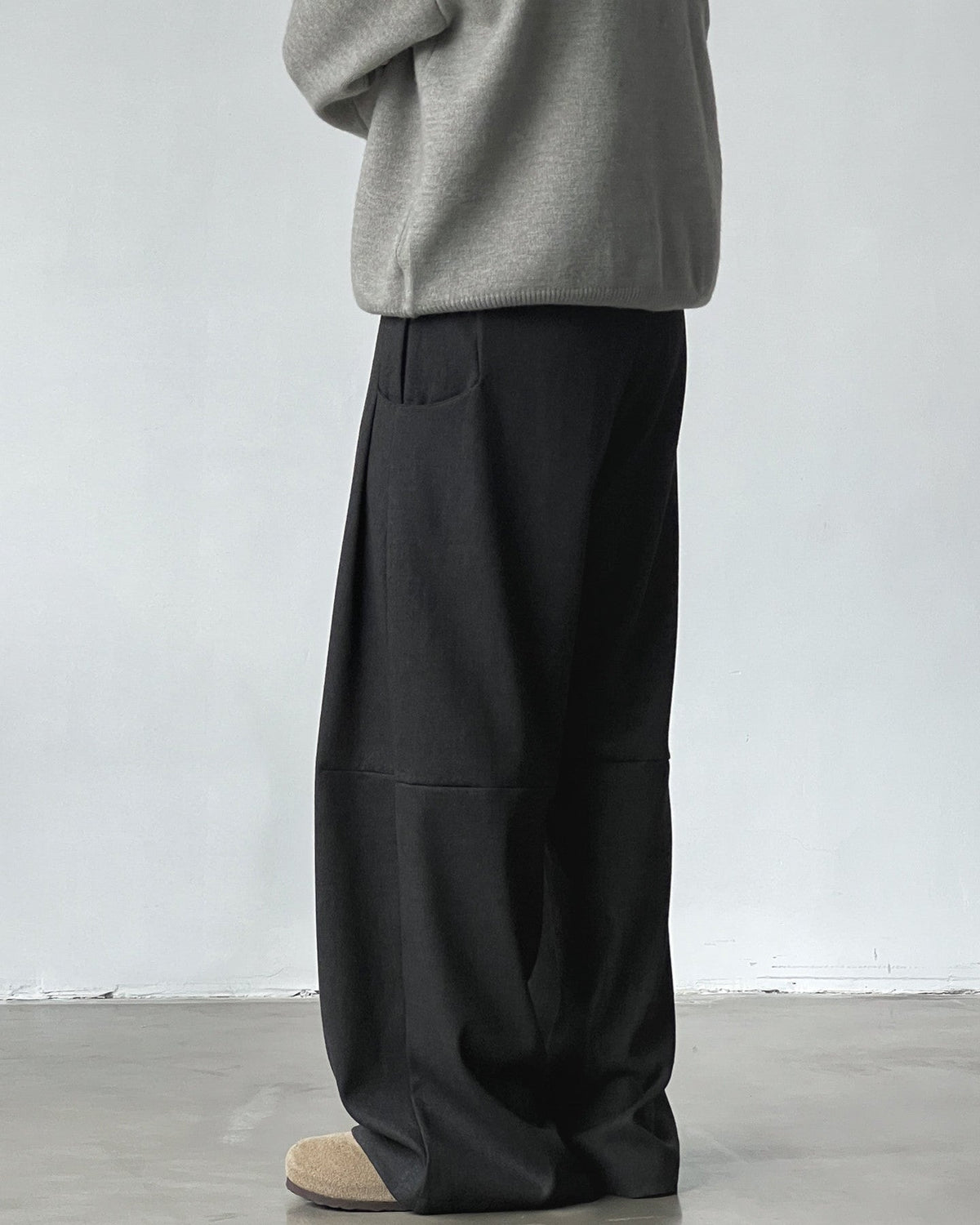 Pantaloni Larghi da uomo con Pinces in Misto Lana | Rowan, immagine 3