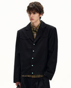 Giubbotto da uomo con Bottoni in Twill di Lana | Rowan, immagine 4