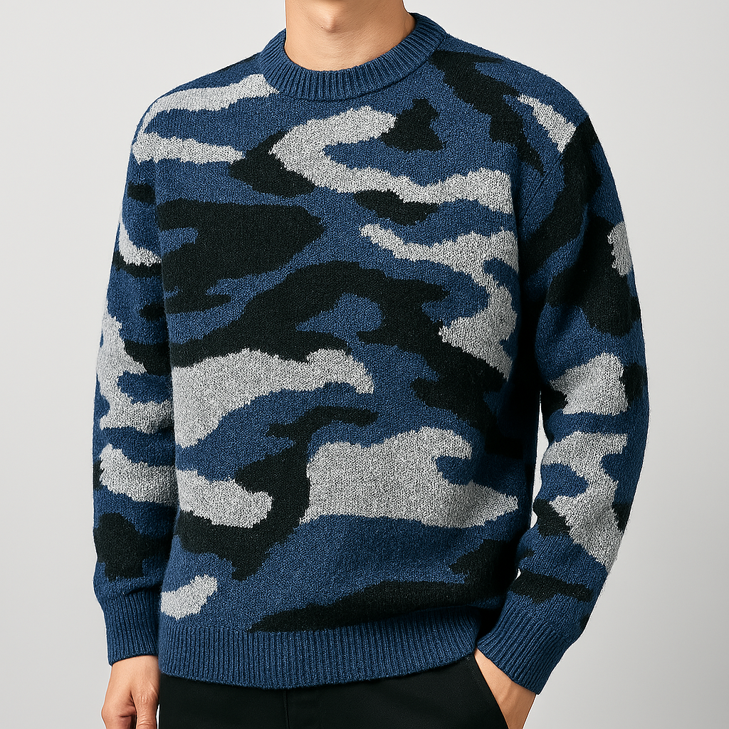 Maglia girocollo con motivo mimetico, vista 1