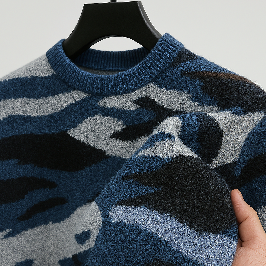 Maglia girocollo con motivo mimetico, vista 4