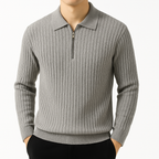 Maglia a coste con mezza zip, vista 1