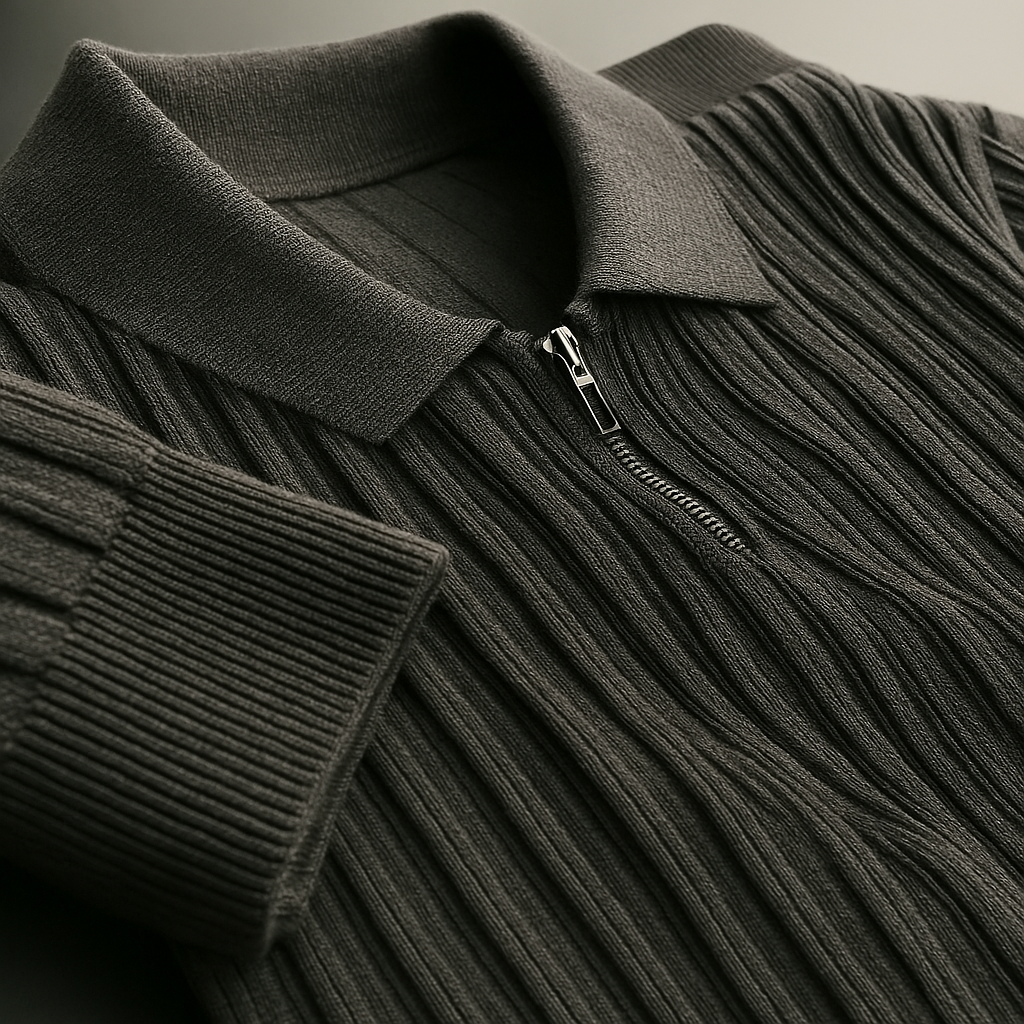 Maglia a coste con mezza zip, vista 6