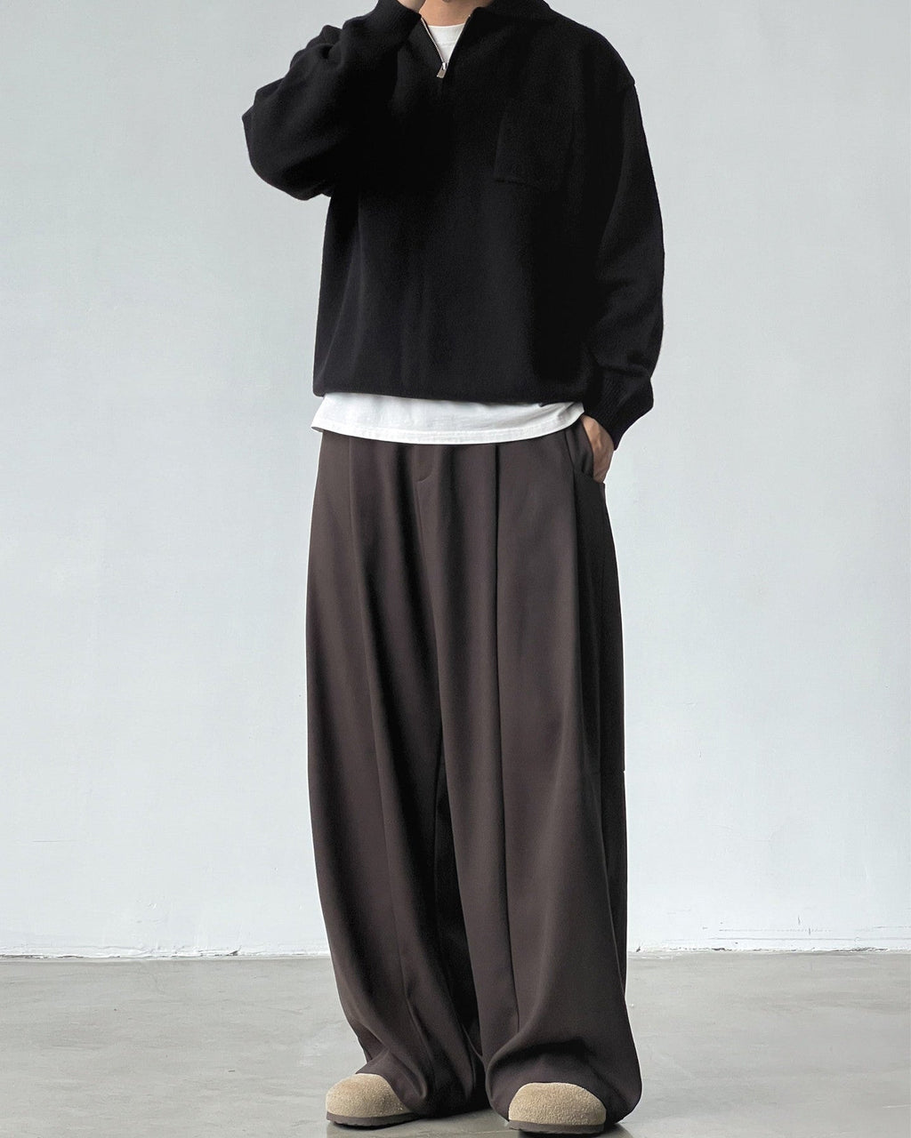 Pantaloni Larghi da uomo con Pinces in Misto Lana | Rowan, immagine 5