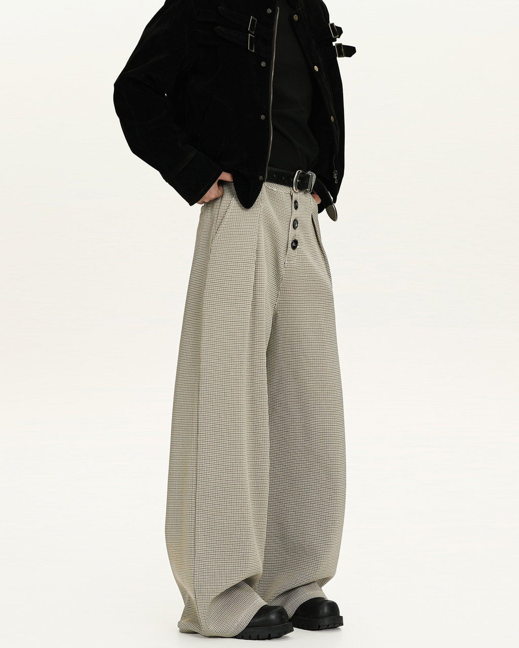 Pantaloni Larghi da uomo a Quadri in Lana | Rowan, immagine 2