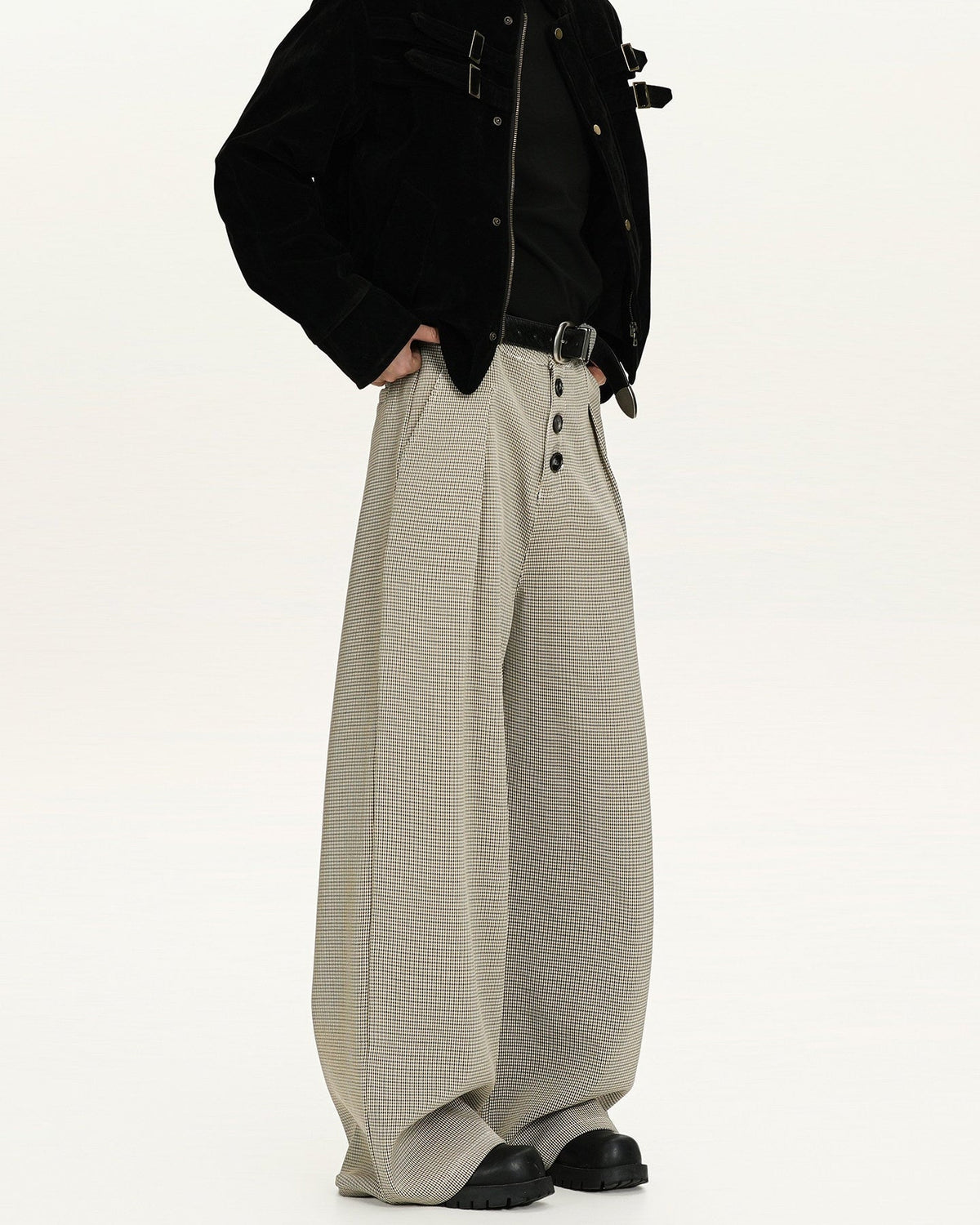 Pantaloni Larghi da uomo a Quadri in Lana | Rowan, immagine 2