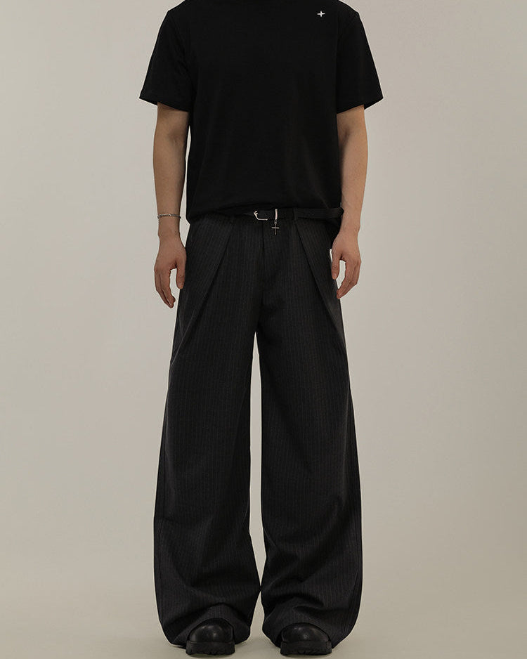 Pantaloni Larghi da uomo Gessati in Misto Lana | Rowan, immagine 2