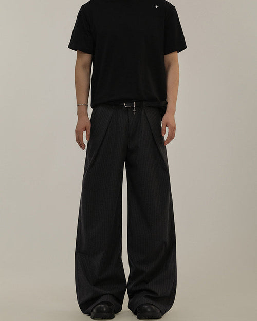 Pantaloni Larghi da uomo Gessati in Misto Lana | Rowan, immagine 2
