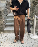 Pantaloni Larghi da uomo Vita Alta con Pinces in Lino | Rowan