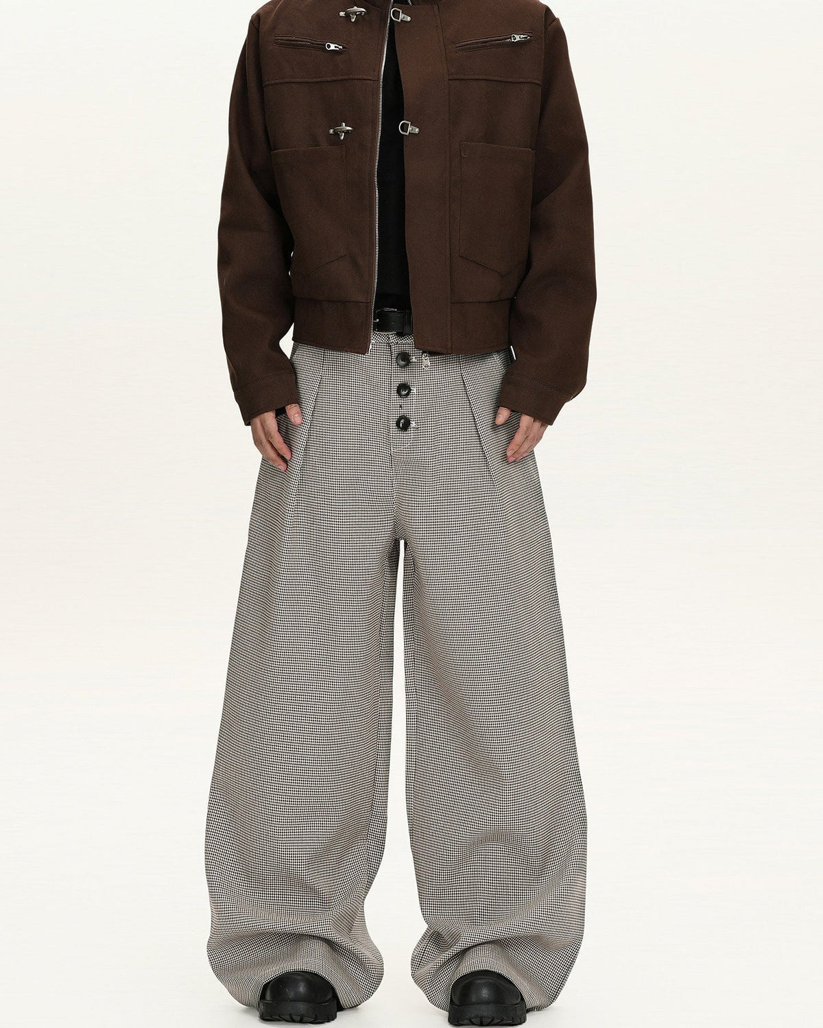 Pantaloni Larghi da uomo a Quadri in Lana | Rowan, immagine 4