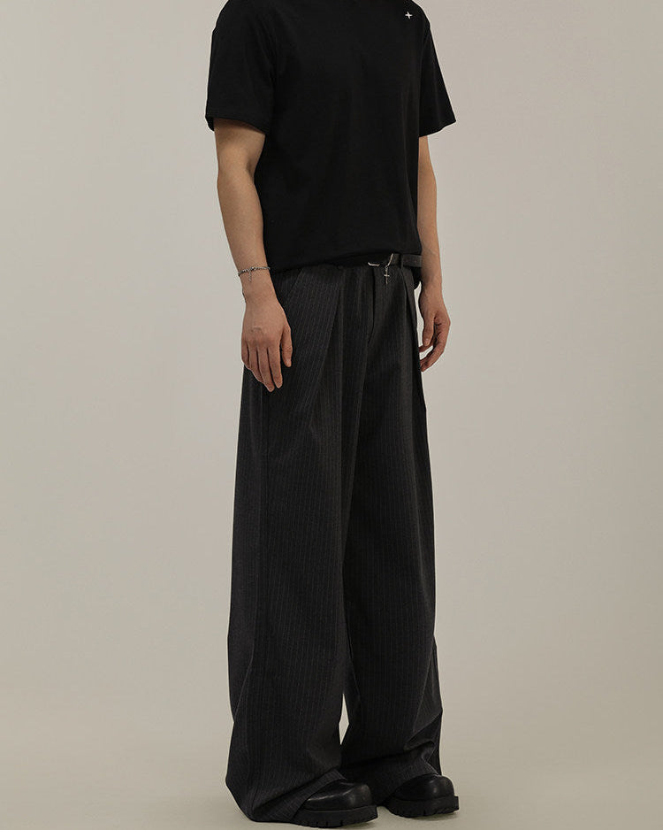 Pantaloni Larghi da uomo Gessati in Misto Lana | Rowan, immagine 3