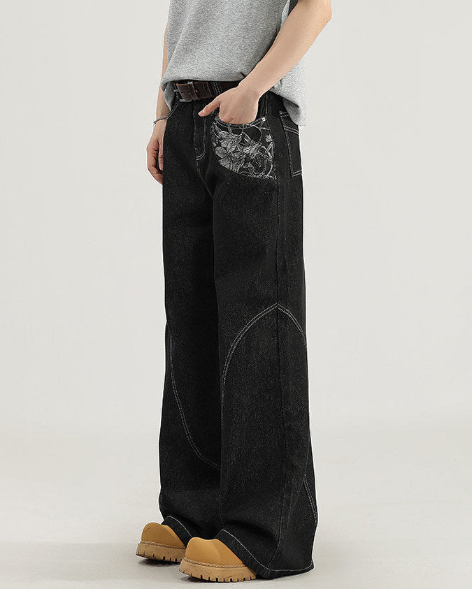 Jeans Larghi da uomo con Cuciture a Contrasto | Rowan, immagine 3