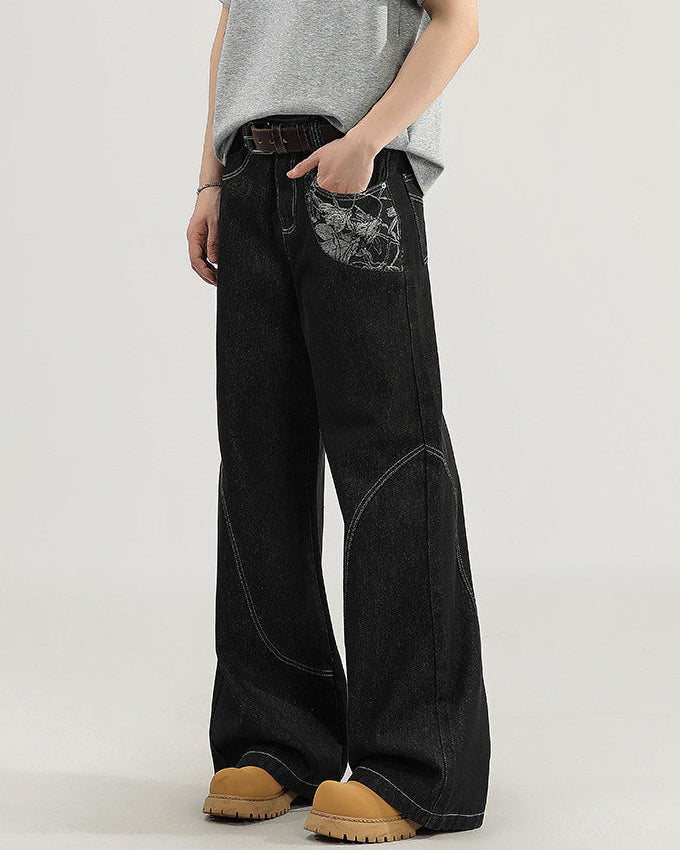 Jeans Larghi da uomo con Cuciture a Contrasto | Rowan, immagine 2