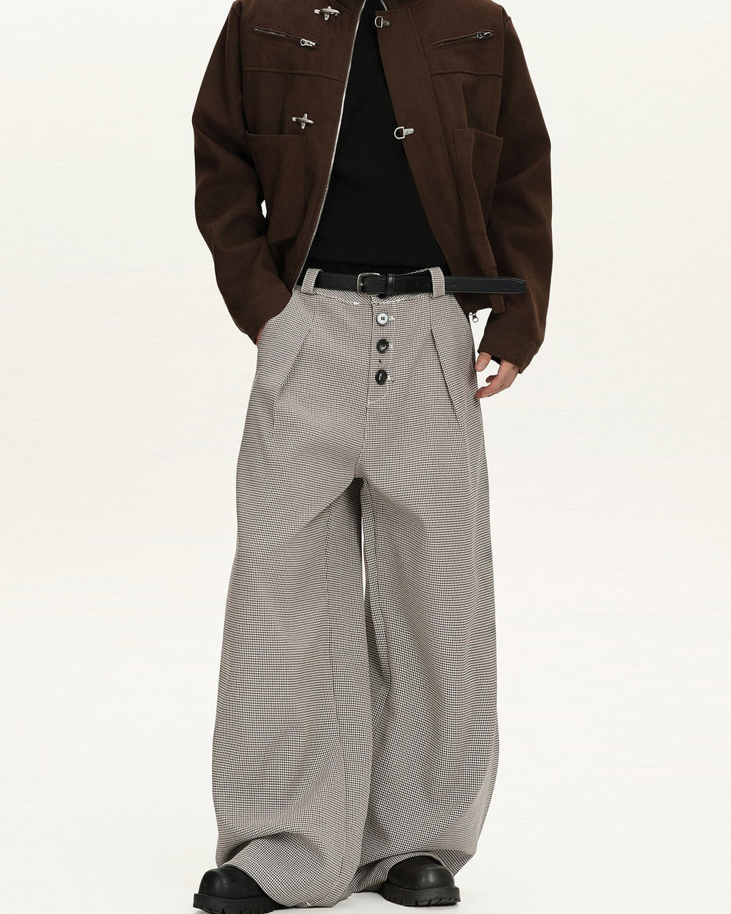 Pantaloni Larghi da uomo a Quadri in Lana | Rowan, immagine 5