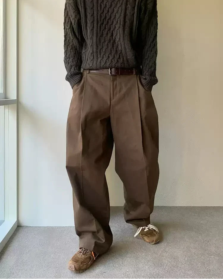 Pantaloni Larghi da uomo Vita Alta con Pinces in Lino | Rowan, immagine 2