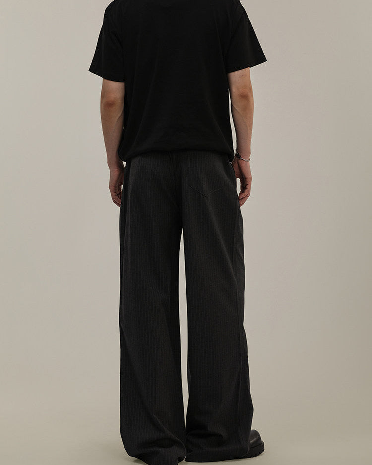Pantaloni Larghi da uomo Gessati in Misto Lana | Rowan, immagine 4