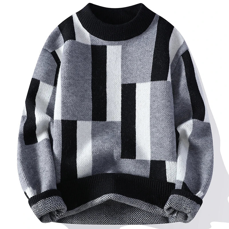 Maglia girocollo con motivo geometrico, vista 2