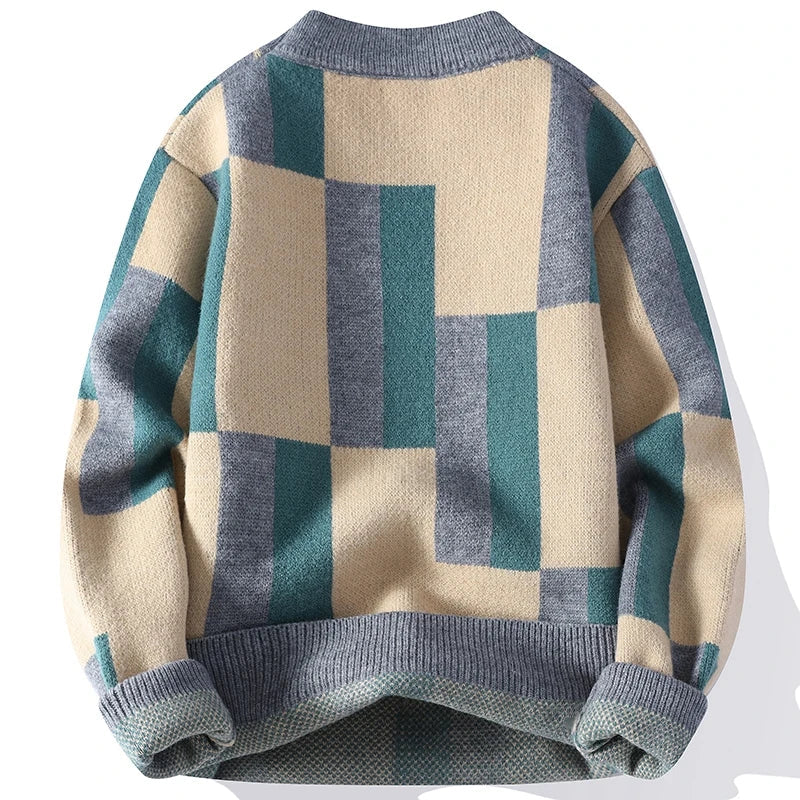 Maglia girocollo con motivo geometrico, vista 4