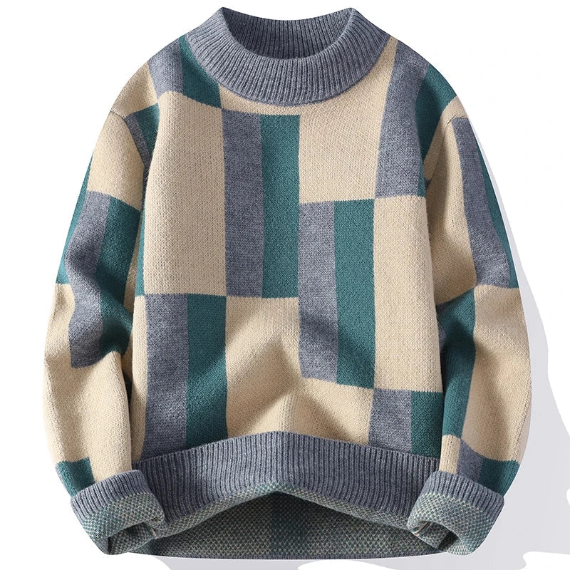 Maglia girocollo con motivo geometrico, vista 3
