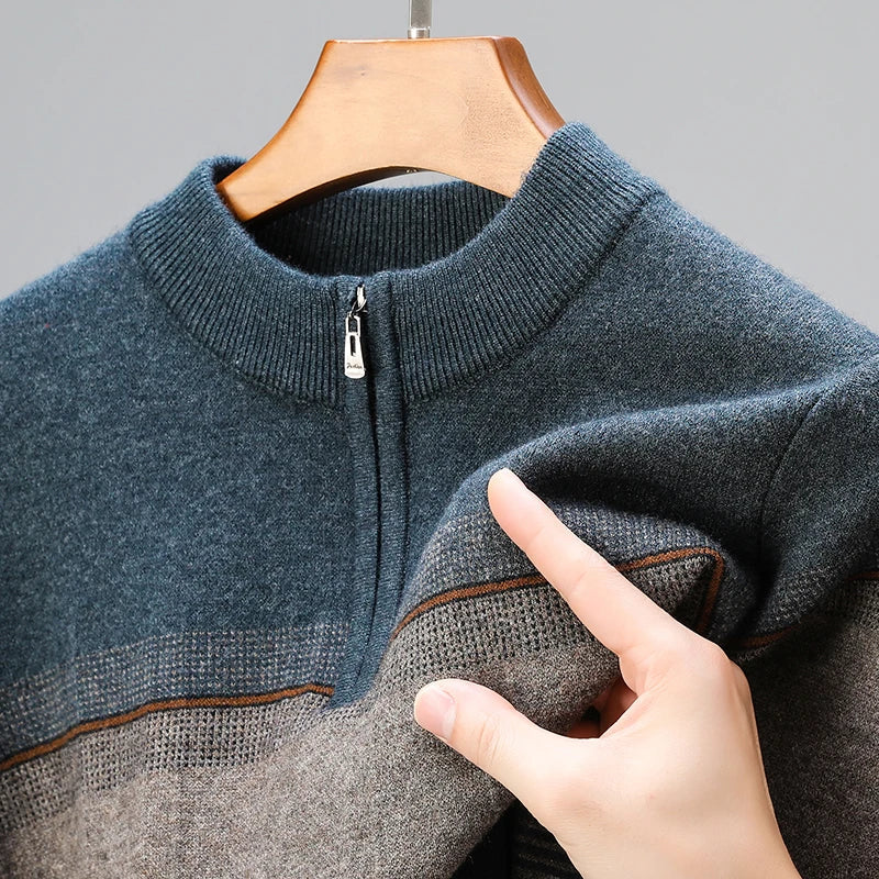 Maglia con mezza zip a blocchi di colore, vista 2