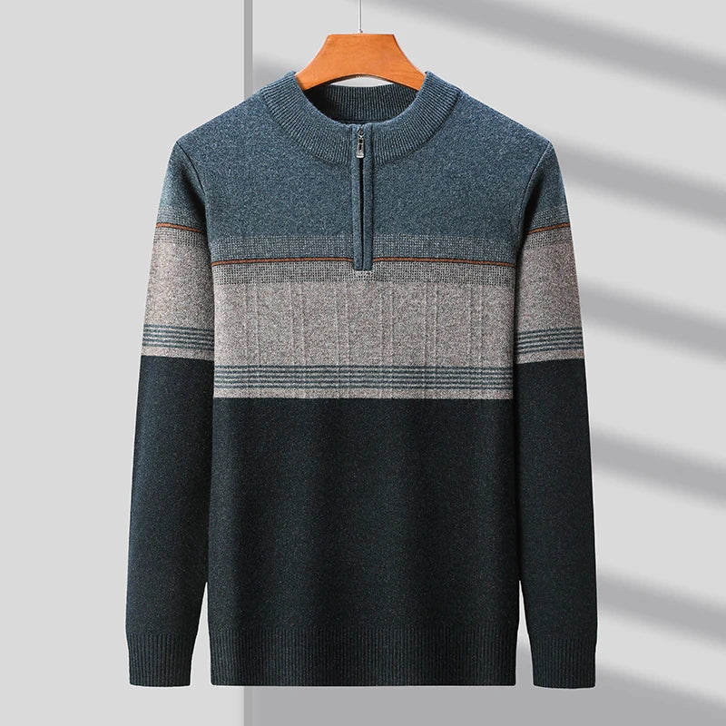 Maglia con mezza zip a blocchi di colore, vista 5