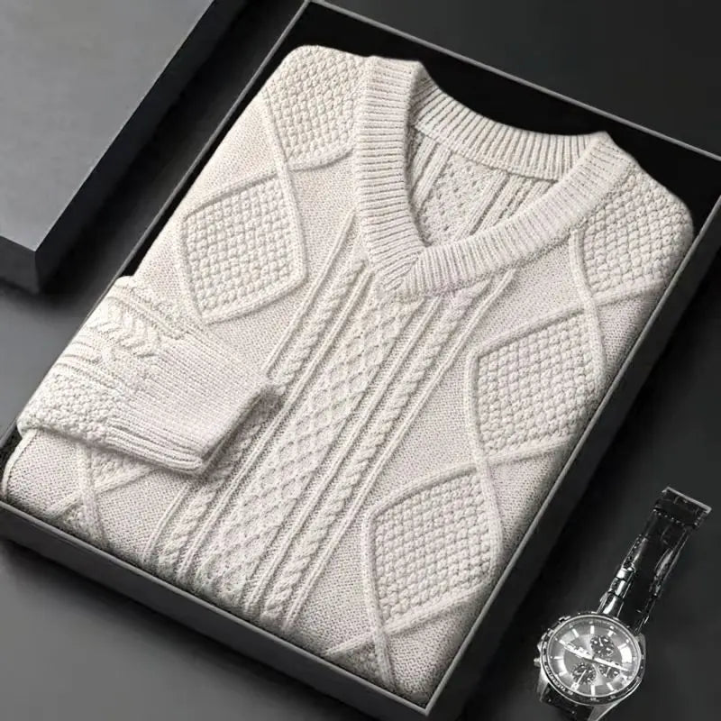 Maglia con scollo a V e lavorazione a trecce, vista 9