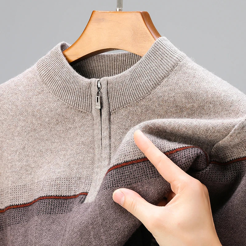 Maglia con mezza zip a blocchi di colore, vista 3