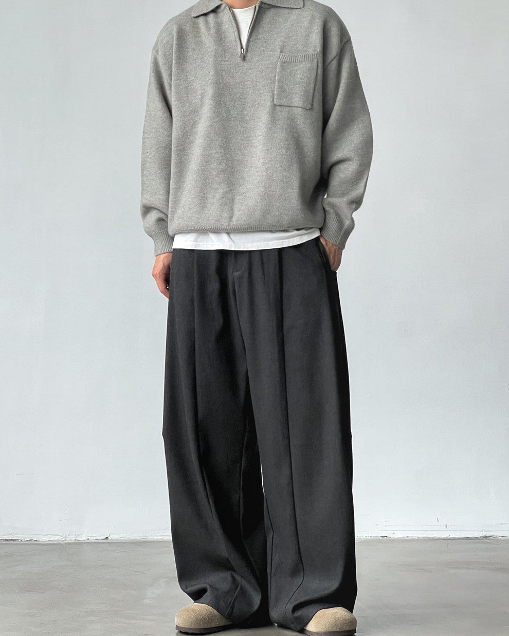 Pantaloni Larghi da uomo con Pinces in Misto Lana | Rowan