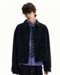 Giacca di Jeans da uomo Nera con Bottoni a Pressione | Rowan