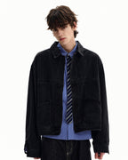 Giacca di Jeans da uomo Nera con Bottoni a Pressione | Rowan