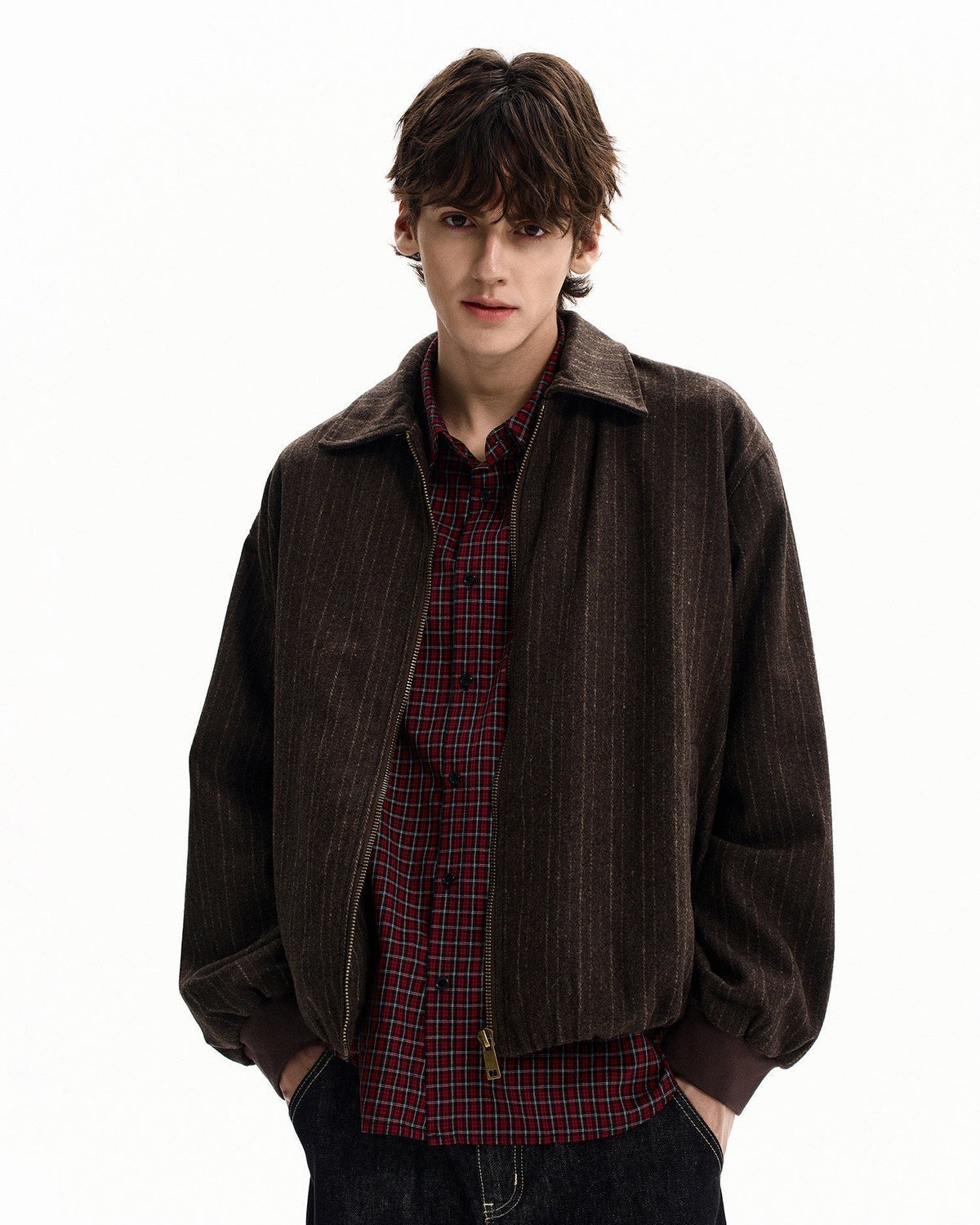 Giubbotto da uomo Gessato con Zip in Misto Lana | Rowan