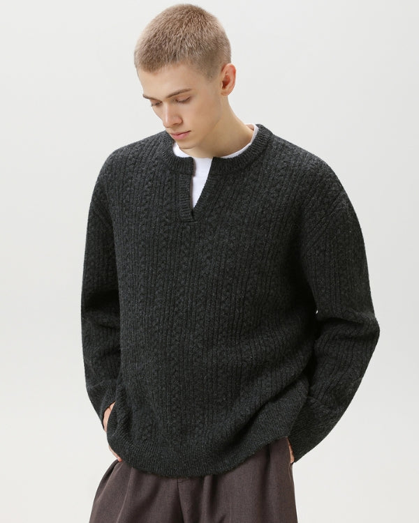 Maglione da uomo a Trecce Scollo a V in Lana | Rowan, immagine 8
