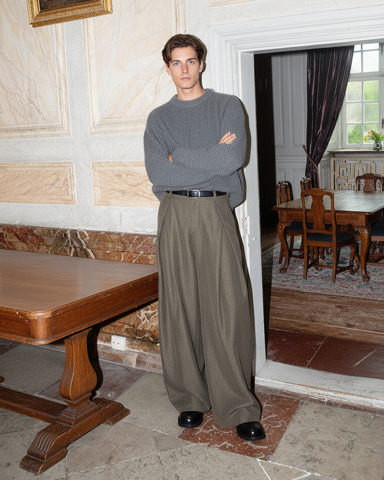 Pantaloni Larghi da uomo con Pinces Taglio Fluido | Rowan, immagine 4