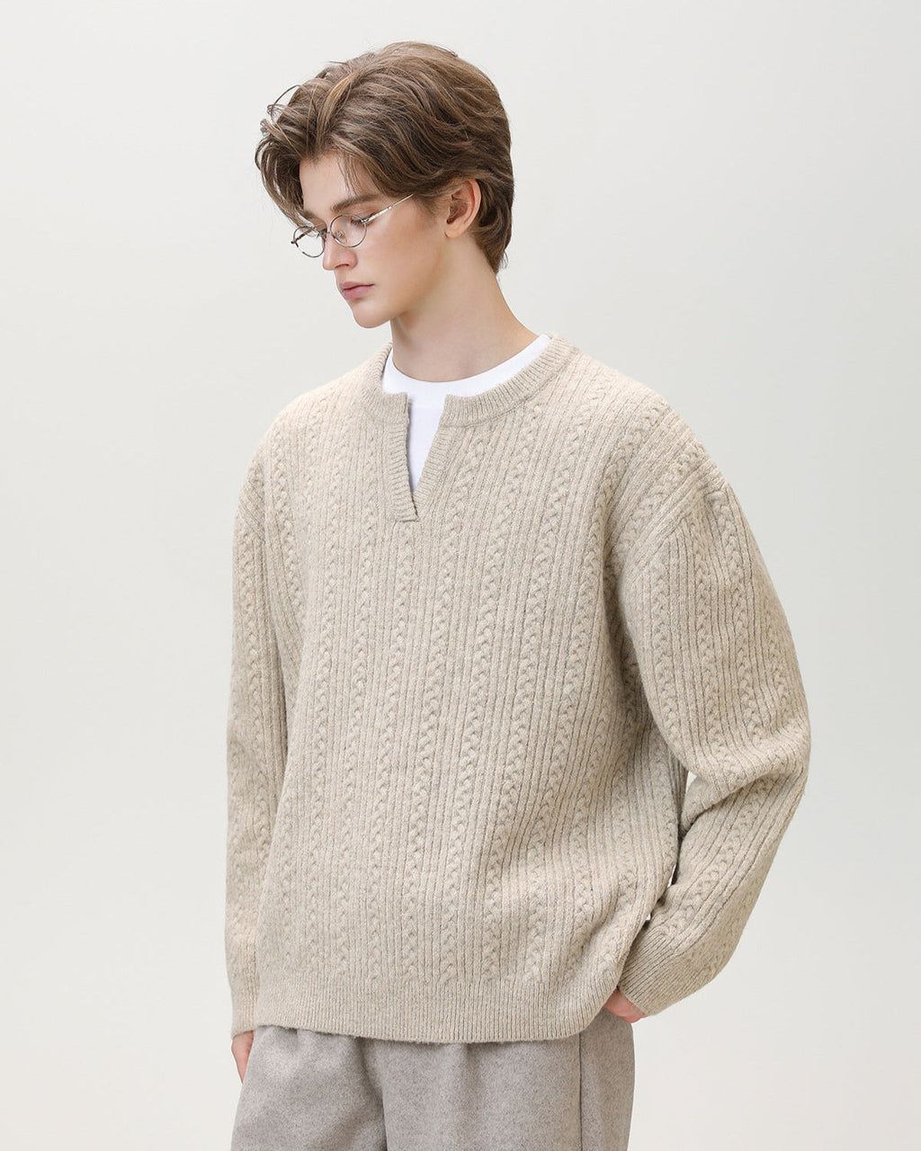 Maglione da uomo con Collo Aperto in Maglia | Rowan, immagine 7