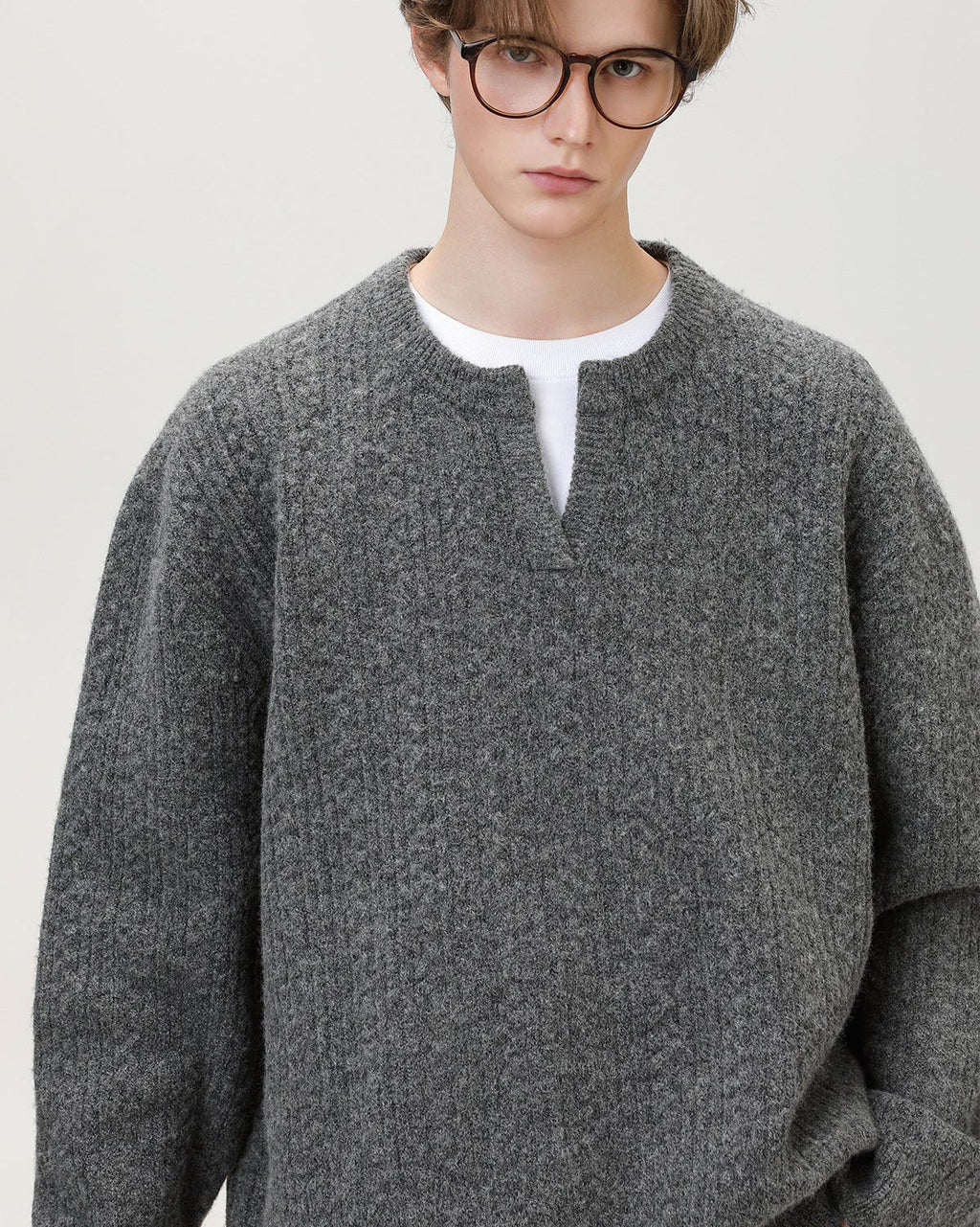 Maglione da uomo con Collo Aperto in Maglia | Rowan, immagine 2