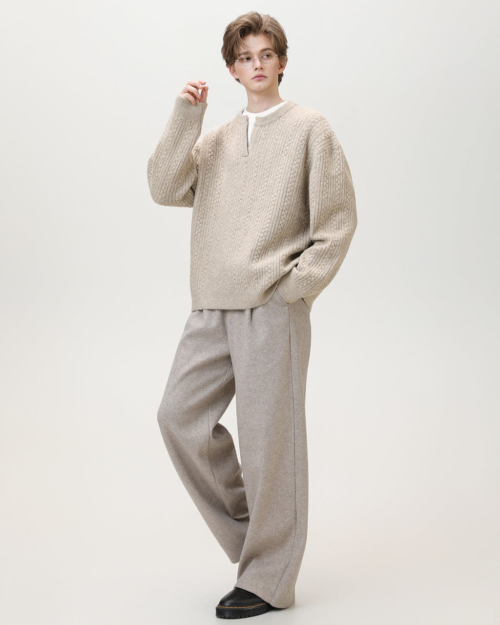 Maglione da uomo con Collo Aperto in Maglia | Rowan, immagine 6