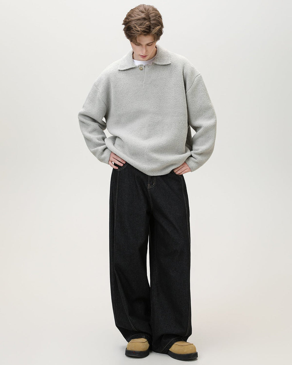 Maglione da uomo Serafino Oversize in Misto Lana | Rowan, immagine 2