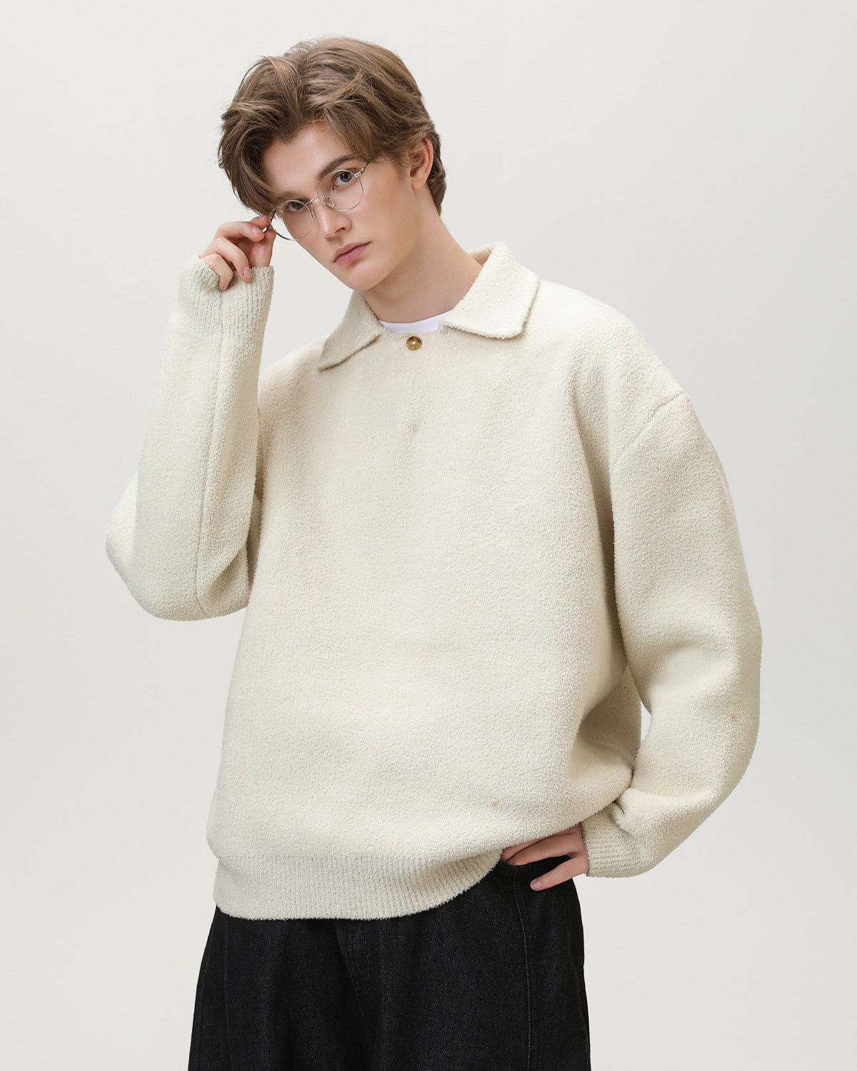 Maglione da uomo Serafino Oversize in Misto Lana | Rowan, immagine 8