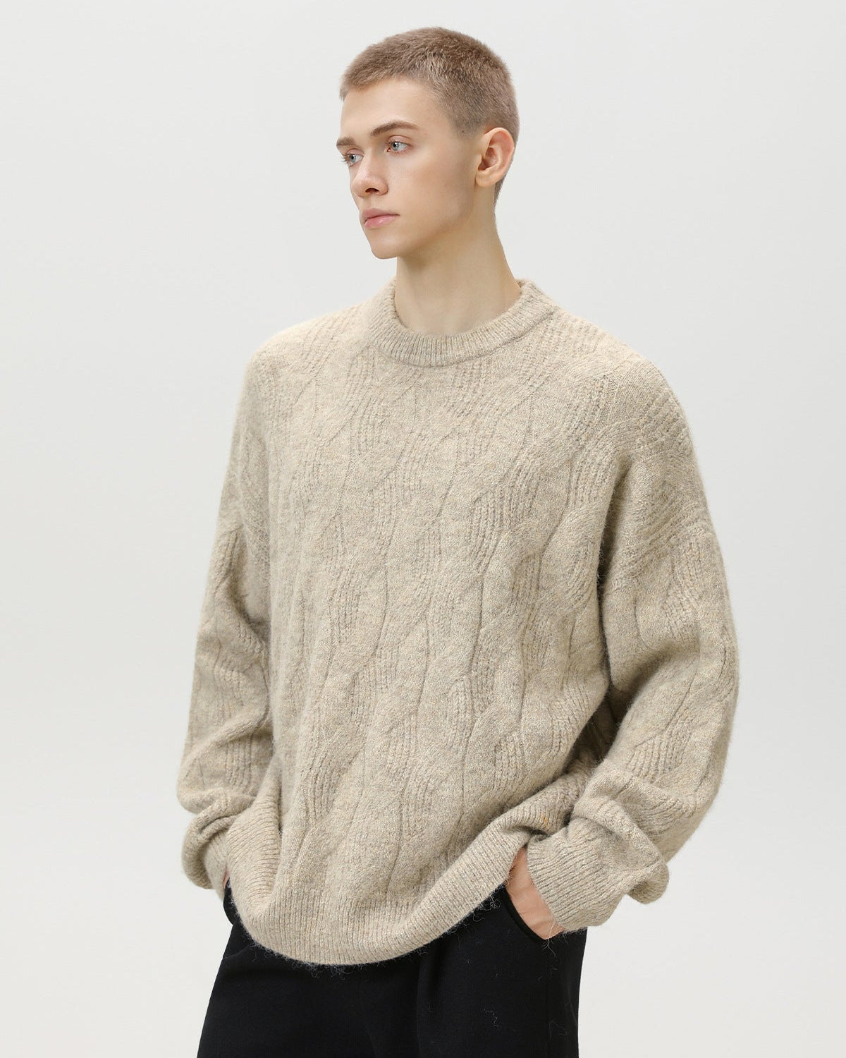 Maglione da uomo Oversize a Trecce Girocollo | Rowan, immagine 3