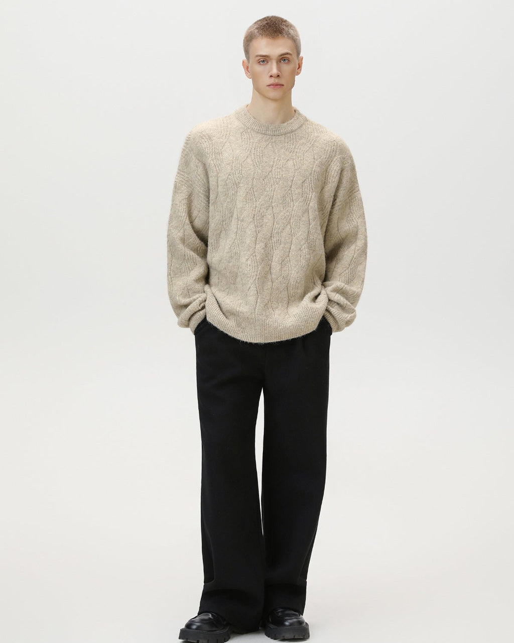Maglione da uomo Oversize a Trecce Girocollo | Rowan, immagine 4