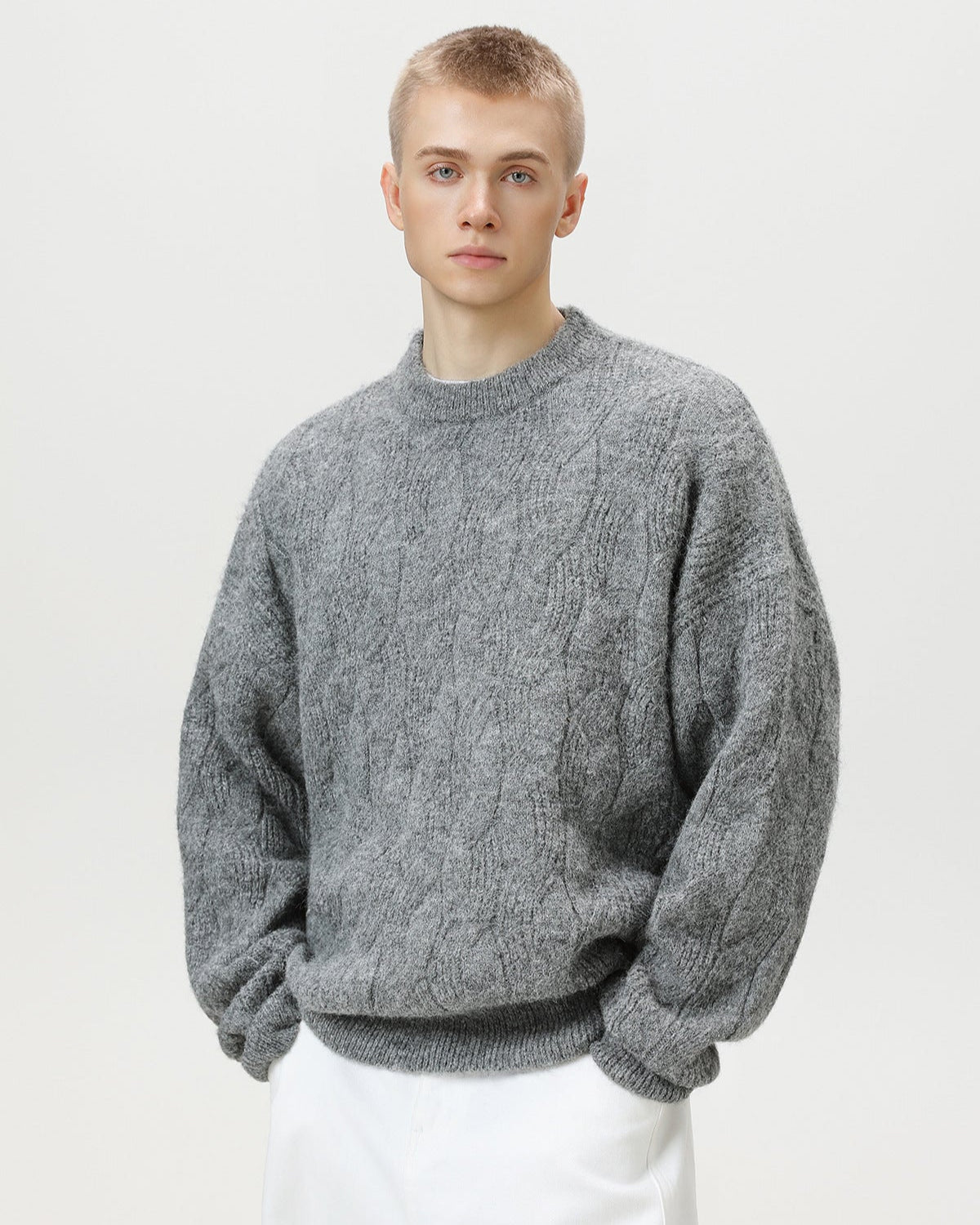 Maglione da uomo Oversize a Trecce Girocollo | Rowan