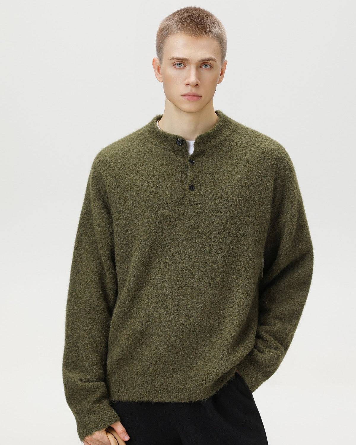 Maglione da uomo Oversize con Colletto Polo in Misto Lana | Rowan, immagine 4