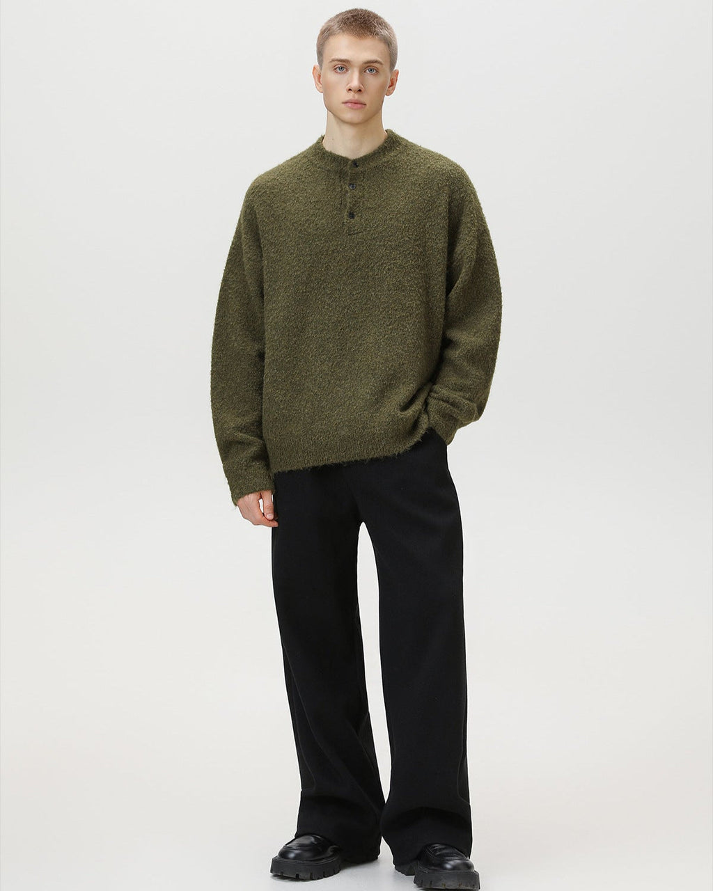 Maglione da uomo Oversize con Colletto Polo in Misto Lana | Rowan, immagine 2