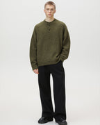 Maglione da uomo Oversize con Colletto Polo in Misto Lana | Rowan, immagine 2