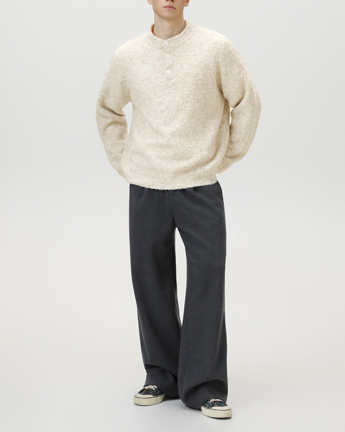 Maglione da uomo Oversize con Colletto Polo in Misto Lana | Rowan, immagine 11
