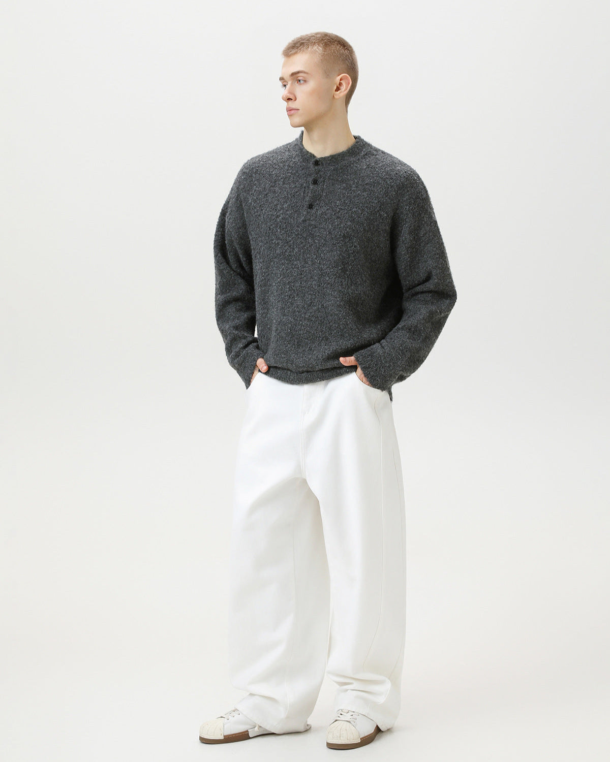 Maglione da uomo Oversize con Colletto Polo in Misto Lana | Rowan, immagine 5