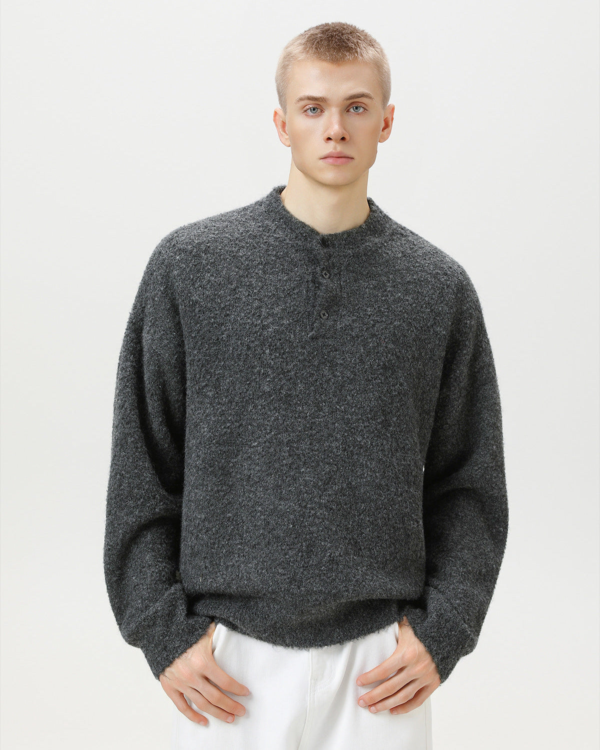 Maglione da uomo Oversize con Colletto Polo in Misto Lana | Rowan, immagine 7